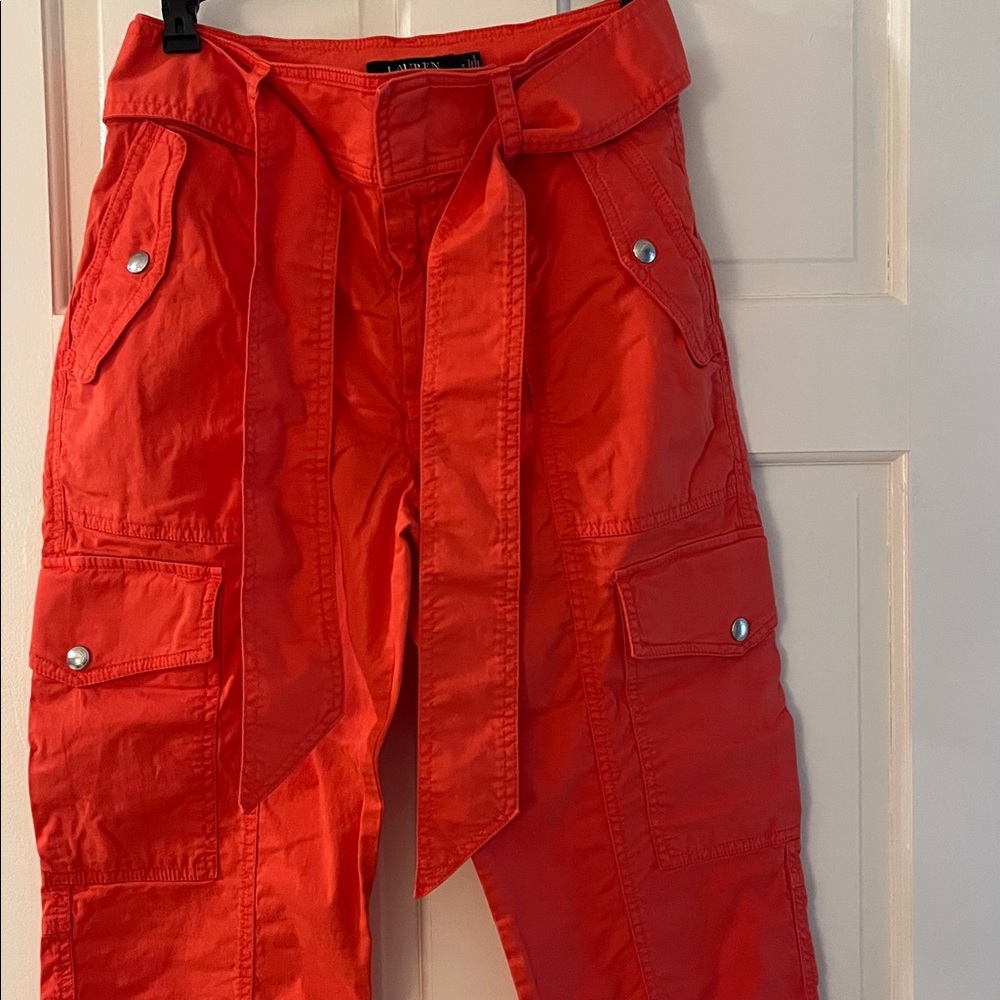 Lauren Ralph Lauren Orange Red Cargo Womens Pants